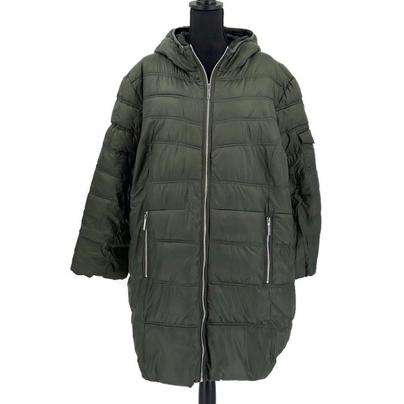 Outdoor Spirit Olive Green Puffer Parka Jacket Coat Plus Size 3X - Picture 3 of 10